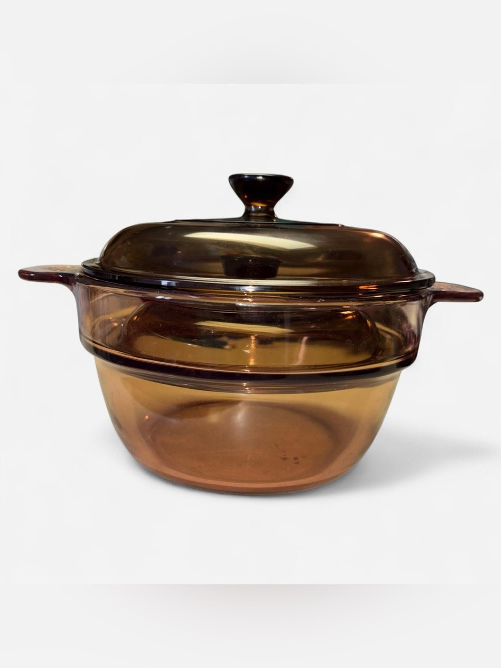 vtg 70s visions by corningware (FRANCE STAMP) amber 1.5L double boiler MINT